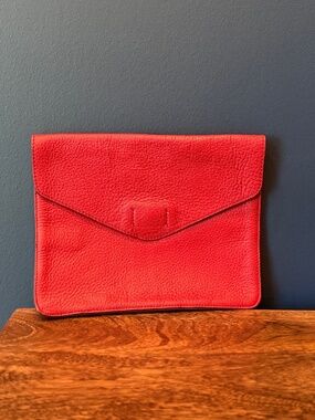 Red Faux Leather Clutch